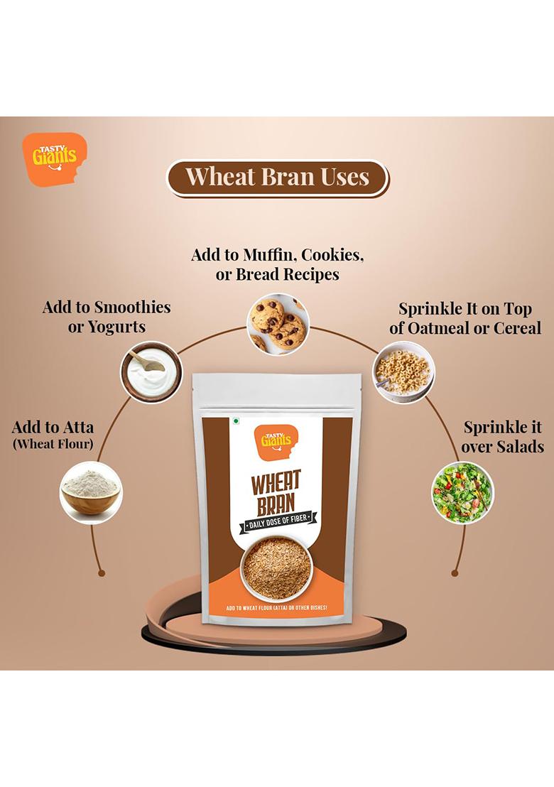 Tasty Giants Wheat Bran 1Kg|Atta Choker|High Fiber|Source Of Iron|Helps Reduce Cholesterol & Weight Control|Good Digestive Health|Diabetic Friendly