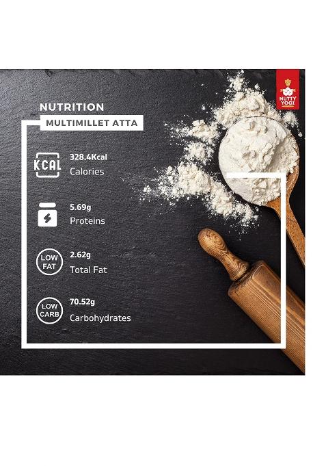 Nutty Yogi 5 Multi Millet Flour L Gluten Free L Grain-Free, L Amaranth, Bajra, Foxtail Millet, Sorghum, Ragi L Diet Food For Weight Loss L Mix In Atta To Make It Multigrain Atta 400G |