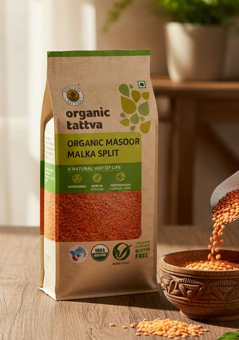 Organic Tattva Masoor Malka Split, 1Kg - Indya