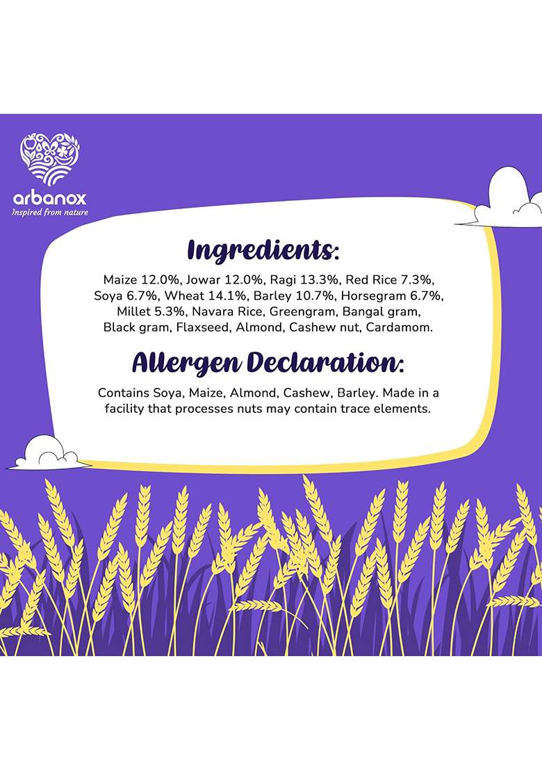 Arbanox Family Vita Vitalix Instant Multi Grain Health Mix Powder|17 Powerful Wellness Ingredients| Trusted By Millions|100% Natural| No Preservatives Or Added Sugar| Convenient & Nutritious| 300Gm - Indya