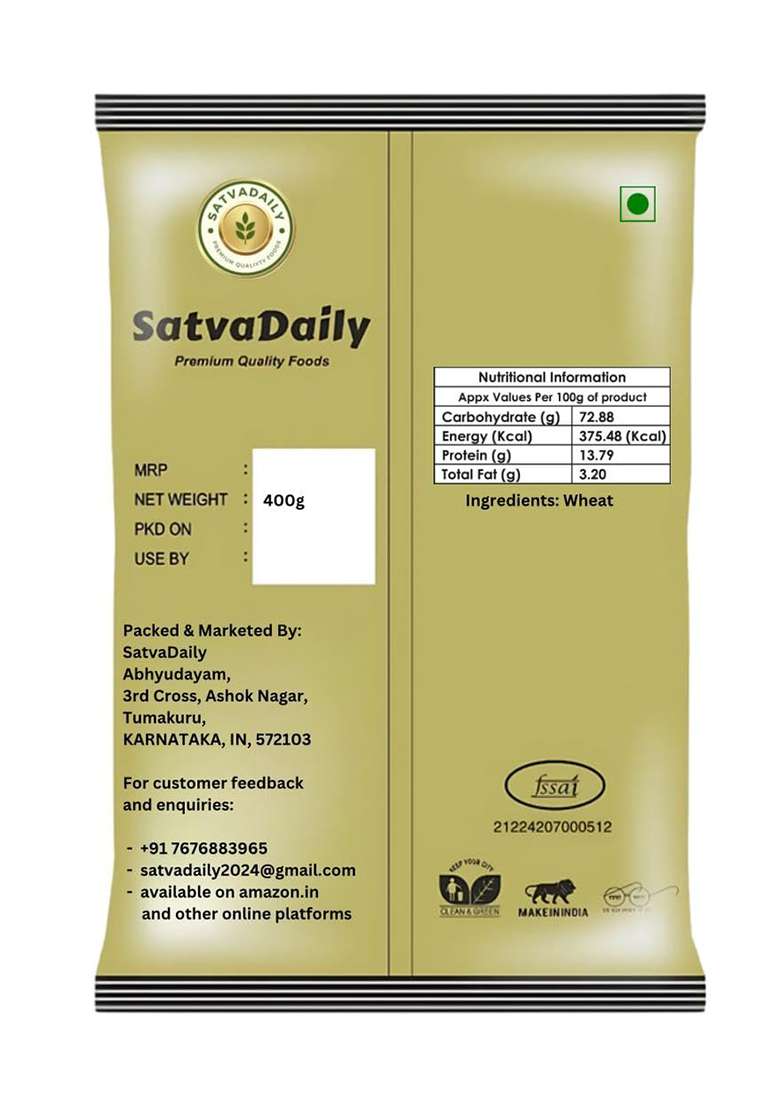 Satvadaily Khapli Wheat Jave Godhi 400G | Samba Whole Emmer Wheat | Java Godhuma - Indya