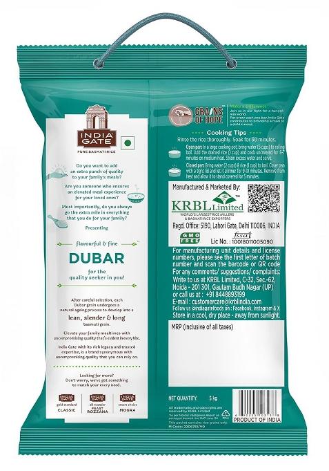 Pink Delight India Gate Basmati Rice Dubar 5 Kg / 6 Kg (Weight May Vary)