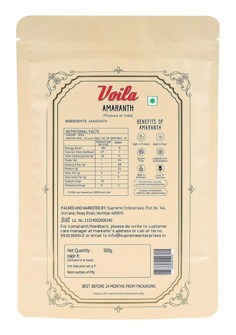 Voila Amaranth Seeds 500Gm | Gluten Free | High Protein And Fiber Grain | Rajgira | Ancient Grain - Indya