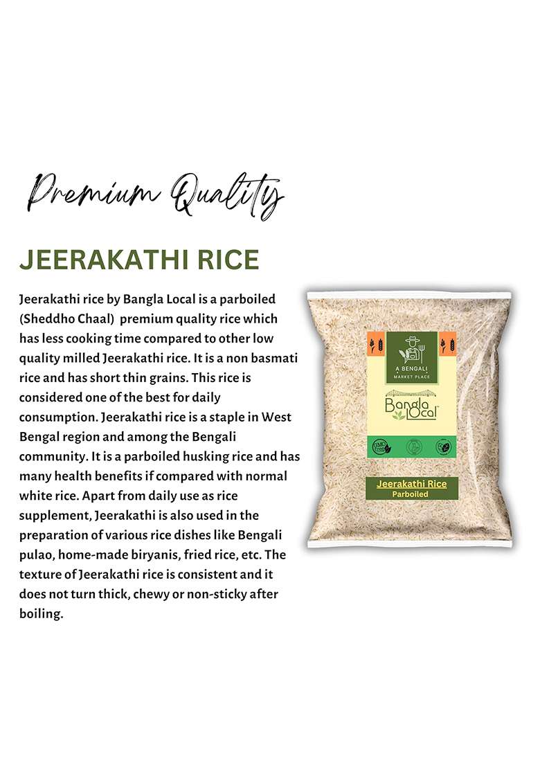 Jeerakathi Rice 1800G | Parboiled & Husking Rice | From West Bengal | 50% Less Carb | No Additives (1800 G) - Indya