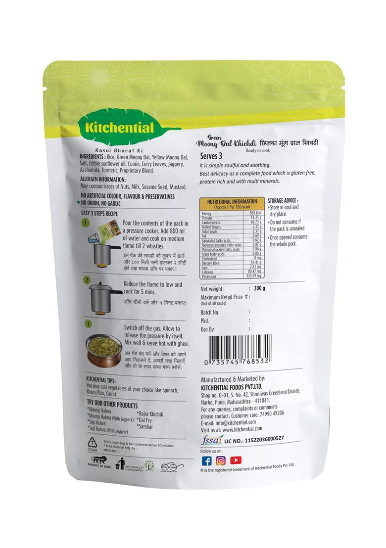 Kitchential Green Moong Dal Khichdi, Instant Ready To Cook Mix, 200G
