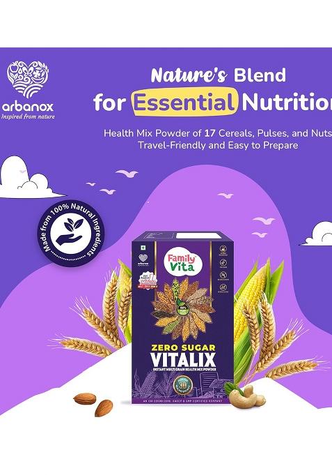 Arbanox Family Vita Vitalix Instant Multi Grain Health Mix Powder|17 Powerful Wellness Ingredients| Trusted By Millions|100% Natural| No Preservatives Or Added Sugar| Convenient & Nutritious| 300Gm