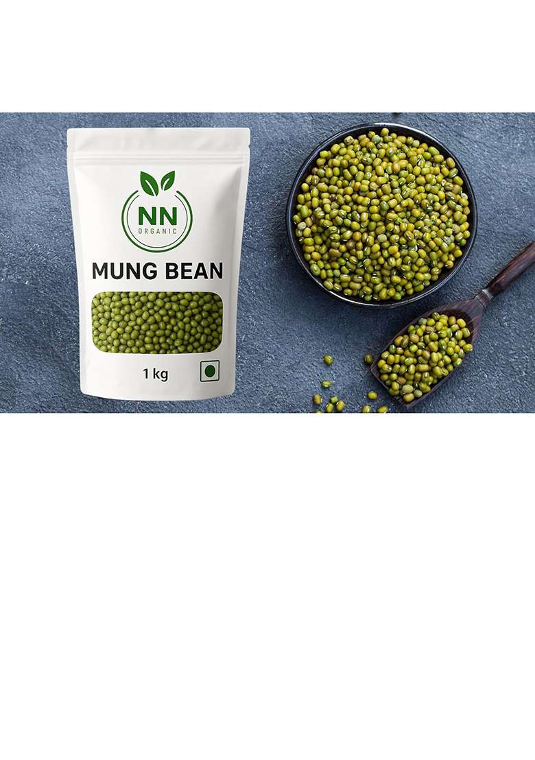 Nn Organic Mung Beans 1 Kg | Organic Green Sabut Moong | Protein Rich & Naturally Grown Green Gram Whole - Indya