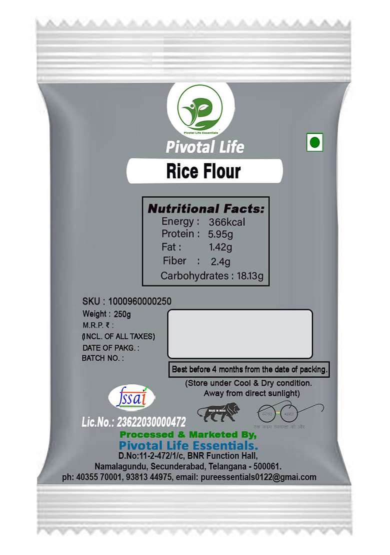 Pivotal Life Rice Flour, Rice Atta 250G - Indya