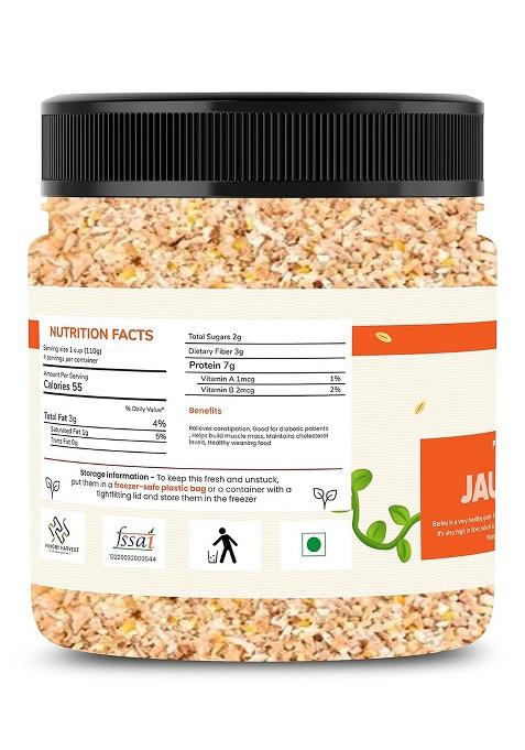 Hungry Harvest Organic & Pure Jau Dalia| Barley Daliya| Healthy Grains | Healthy And Tasty Cereal For Breakfast | Diet Food For Weight Loss| (300 Grams (Pack Of 1 Of 300 Grams))