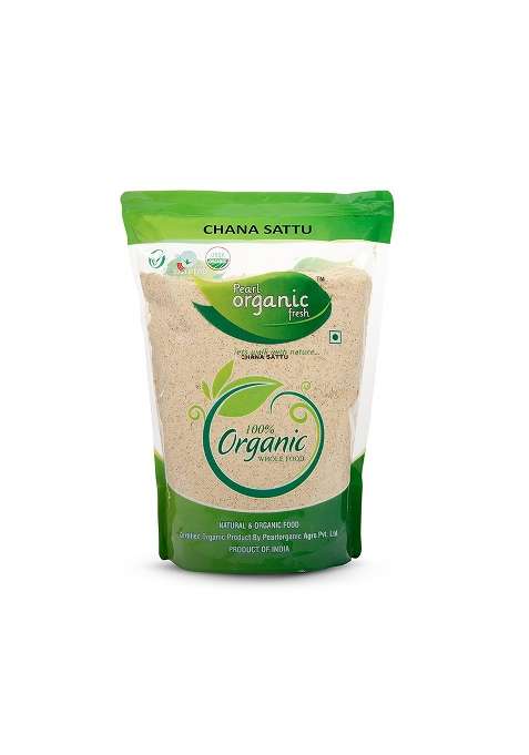 Pearl Organic Fresh Chana Sattu 500G | 100% Natural Roasted Black Chana Flour | High Protein & Fiber | Gluten Free, Vegan Superfood | Energy Booster Drink | Traditional Atta For Weight Management & Digestion
