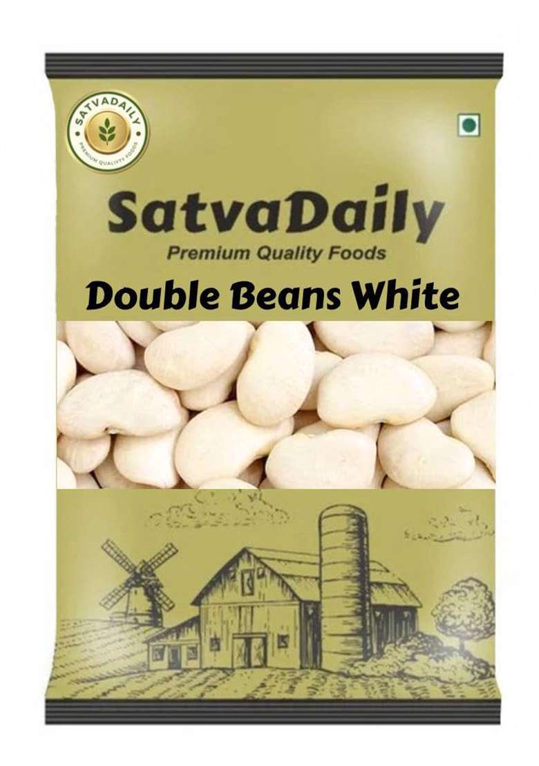 Satvadaily White Double Beans 800G Lima Beans | Double Butter Beans | Greek Giant Beans | Greek Gigante Bean - 100% Pure & Natural White Beans - Indya