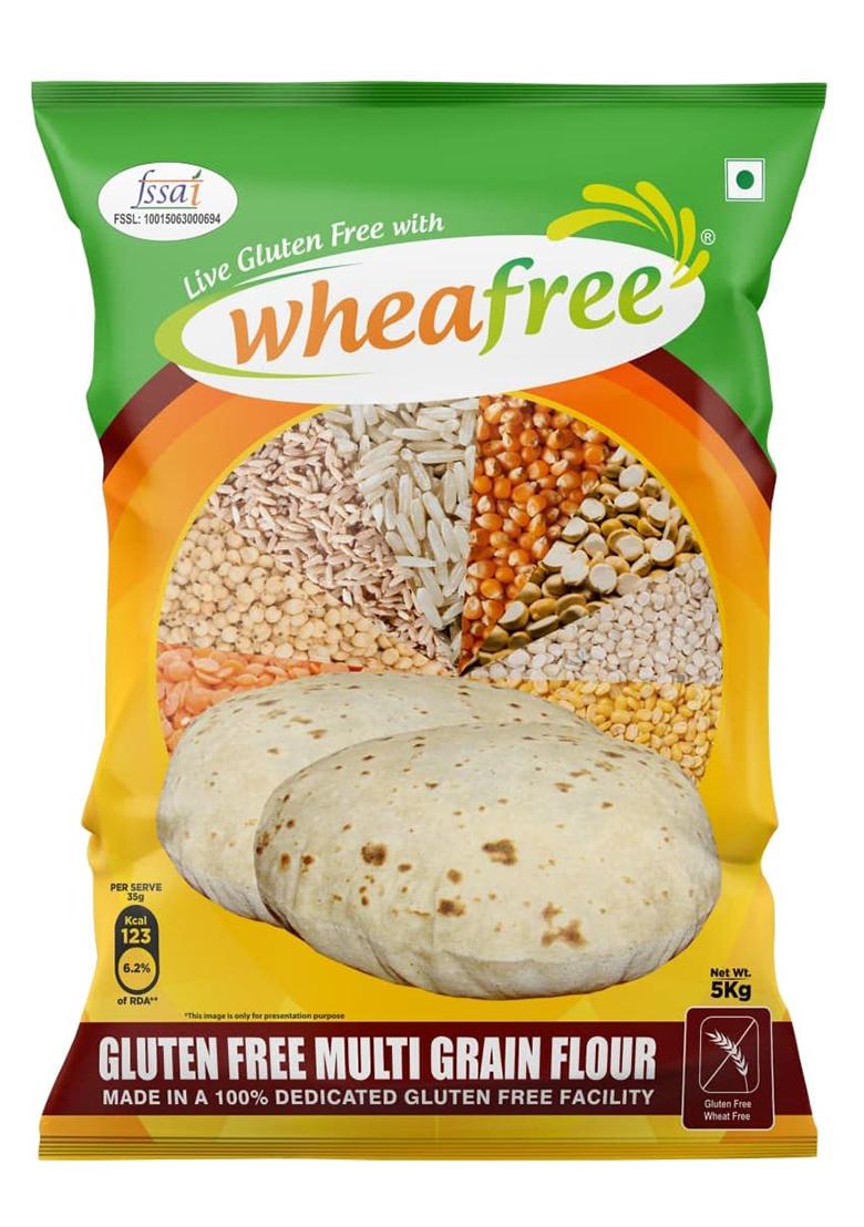Wheafree Multigrain Gluten Free Atta (5Kg) (Pack Of 1) | Soya Free | Lactose Free | Easy To Digest | Suitable For Celiacs | Healthy And Tasty | Vegetarian