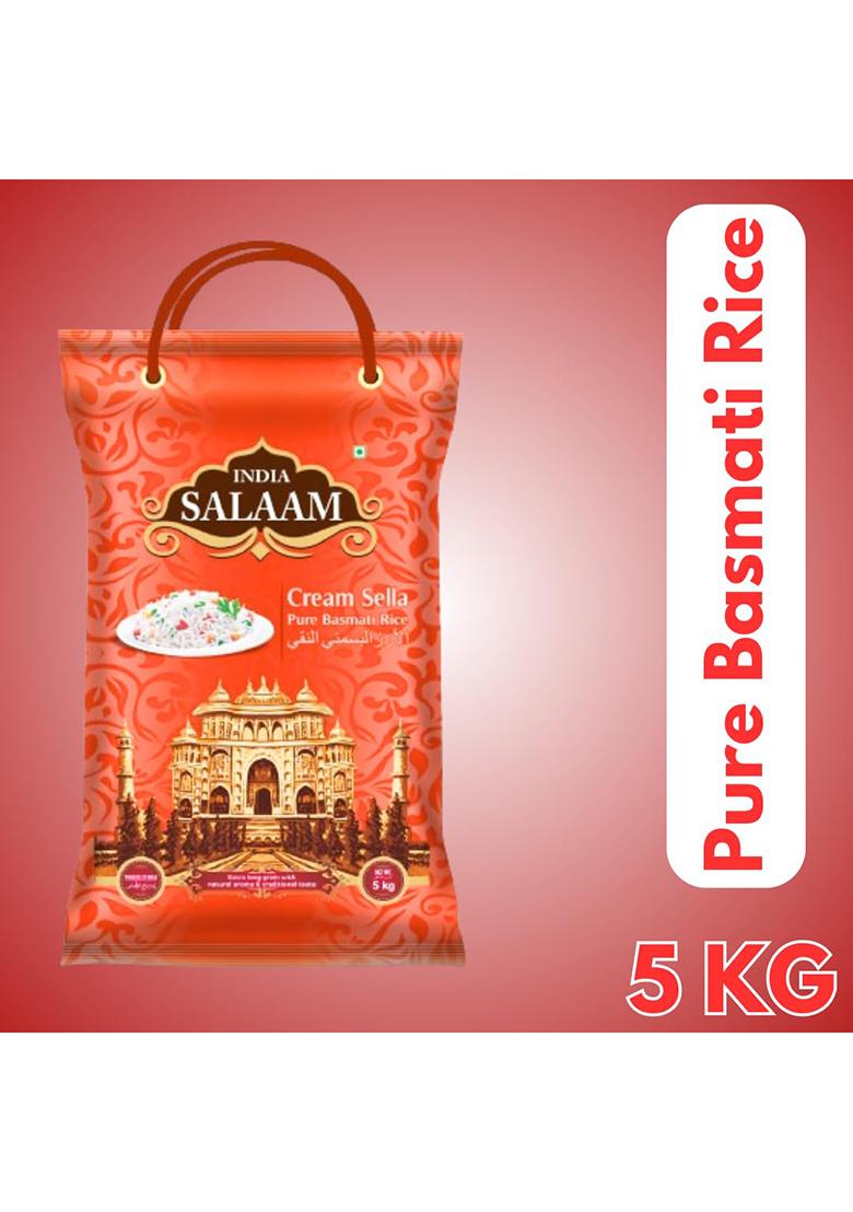 India Salaam Cream Sella Basmati Rice – 5 Kg | Premium Extra Long Grain, Aged & Parboiled | Ideal For Biryani, Pulao & Daily Meals