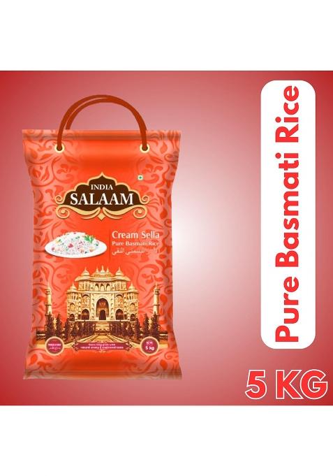 India Salaam Cream Sella Basmati Rice – 5 Kg | Premium Extra Long Grain, Aged & Parboiled | Ideal For Biryani, Pulao & Daily Meals