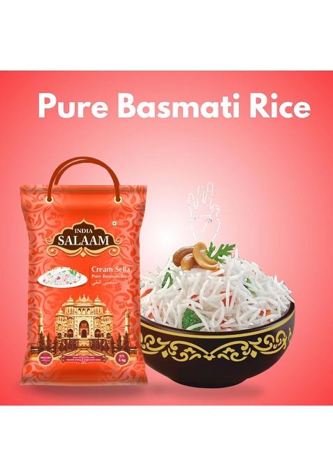 India Salaam Cream Sella Basmati Rice – 5 Kg | Premium Extra Long Grain, Aged & Parboiled | Ideal For Biryani, Pulao & Daily Meals