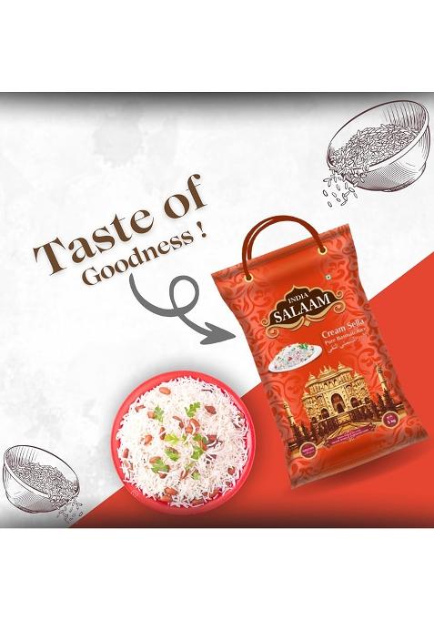 India Salaam Cream Sella Basmati Rice – 5 Kg | Premium Extra Long Grain, Aged & Parboiled | Ideal For Biryani, Pulao & Daily Meals