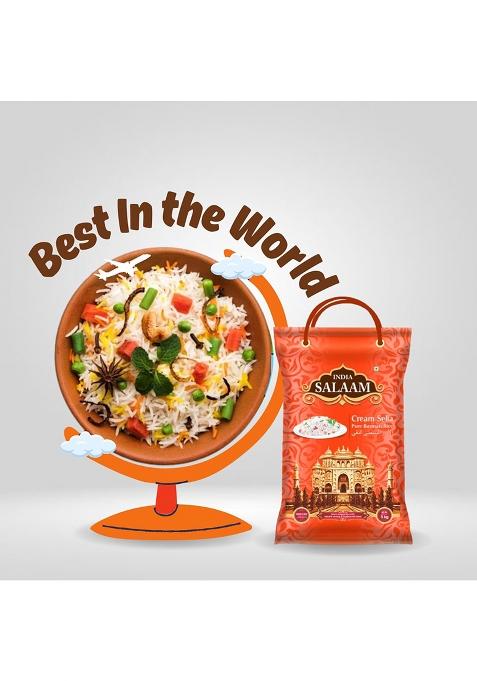 India Salaam Cream Sella Basmati Rice – 5 Kg | Premium Extra Long Grain, Aged & Parboiled | Ideal For Biryani, Pulao & Daily Meals