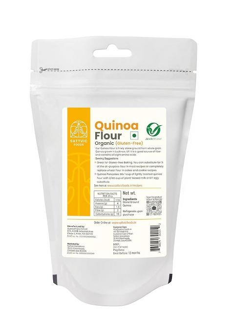 Sattvic Foods Quinoa Flour (250 G) | Certified Organic, Stone Ground, Gluten-Free & Triple-Washed Quinoa | Complete Protein With 9 Essential Amino Acids | Ideal For Parathas, Baking, Pancakes