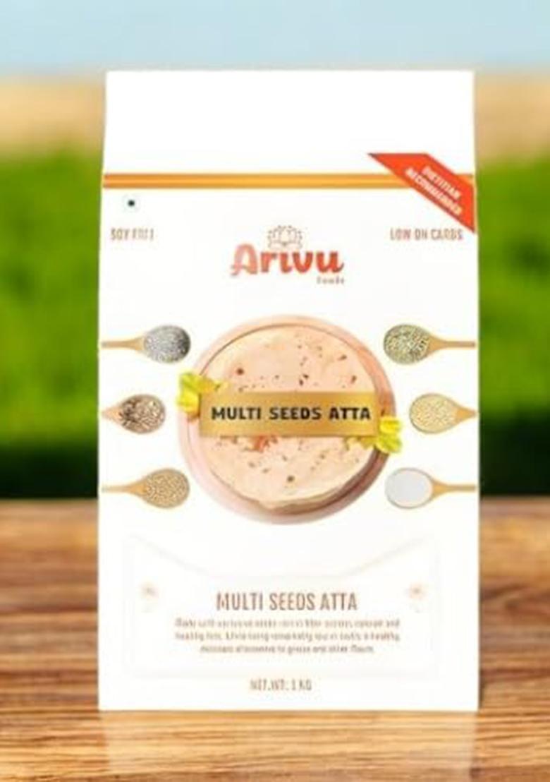 Arivu Foods Multi Seed Atta Whole Ground Flax,Sunflower,Melon,Pumpkin Seeds,Flour/Powder Or Atta, Rich In Fibre All Seeds Mix Flour Rich In Fiber,Protein,Calcium Diet Food Rich 1Kg