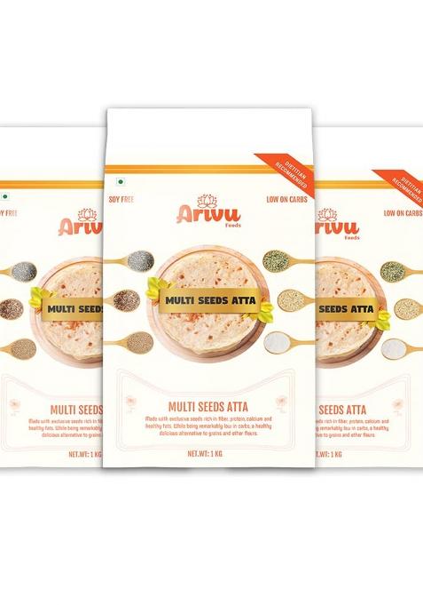 Arivu Foods Multi Seed Atta Whole Ground Flax,Sunflower,Melon,Pumpkin Seeds,Flour/Powder Or Atta, Rich In Fibre All Seeds Mix Flour Rich In Fiber,Protein,Calcium Diet Food Rich 1Kg