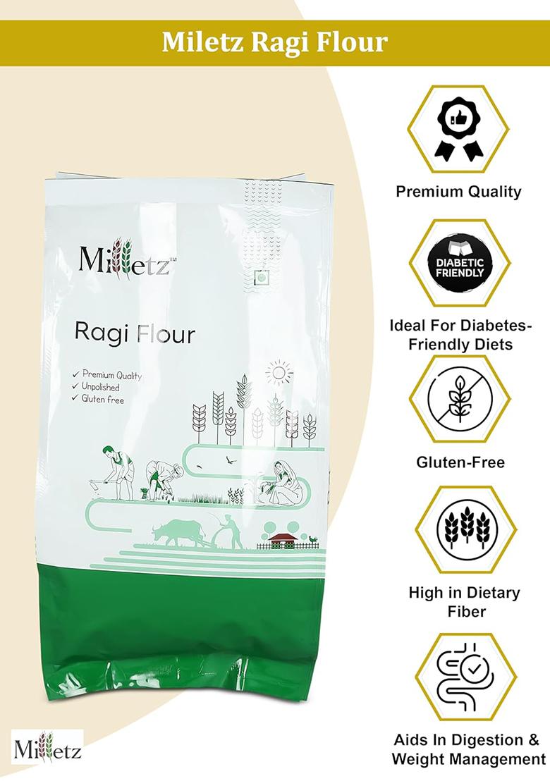 Organic Ragi Millet Flour | Ragi Atta | Finger Millet Flour | Gluten-Free, Pesticides Free, Chemical Free, Non Gmo