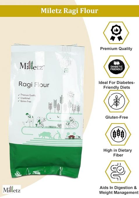 Organic Ragi Millet Flour | Ragi Atta | Finger Millet Flour | Gluten-Free, Pesticides Free, Chemical Free, Non Gmo