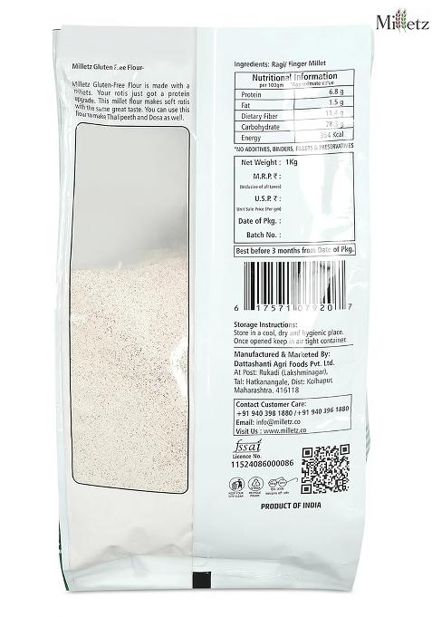 Organic Ragi Millet Flour | Ragi Atta | Finger Millet Flour | Gluten-Free, Pesticides Free, Chemical Free, Non Gmo