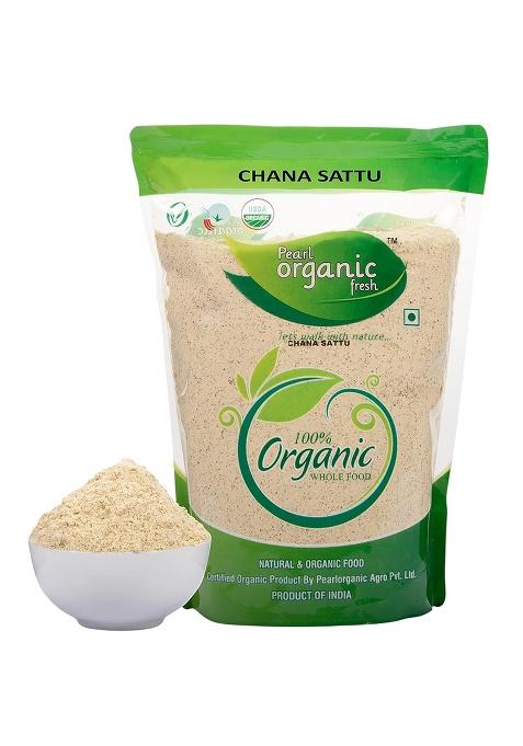 Pearl Organic Fresh Chana Sattu Powder ( 500Gm ) | 100% Natural Roasted Black Chana Flour | High Protein & Fiber | Gluten Free, Vegan Superfood | Energy Booster Drink | Traditional Atta For Weight Management & Digestion