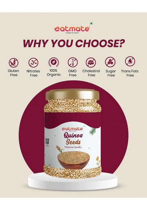 Eatmate Premium Quinoa Seeds, Gluten Free Quinoa, Healthy Breakfast, Diet Food For Weight Management Natural Superfood, Plastic Jar