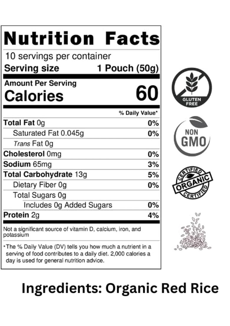 Nu Organics Red Rice 1Kg | Natural & Unpolished Whole Grain Rice | Rich In Fiber & Antioxidants | Supports Heart Health & Digestion | Earthy Flavor For Healthy Meals