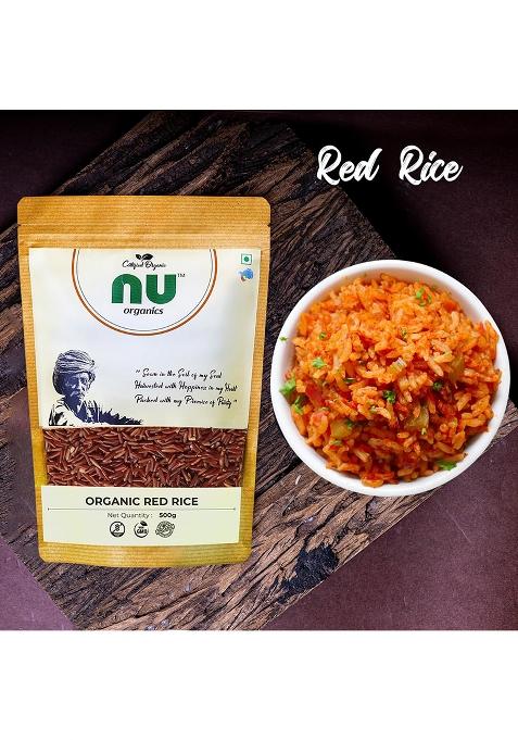 Nu Organics Red Rice 1Kg | Natural & Unpolished Whole Grain Rice | Rich In Fiber & Antioxidants | Supports Heart Health & Digestion | Earthy Flavor For Healthy Meals