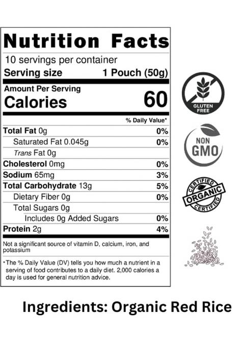 Nu Organics Red Rice 1Kg | Natural & Unpolished Whole Grain Rice | Rich In Fiber & Antioxidants | Supports Heart Health & Digestion | Earthy Flavor For Healthy Meals