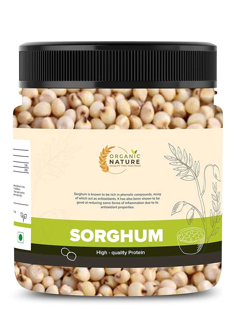 Organic Nature Whole Jowar 250 Gms Or Sorghum Grain Pearl Millet Or Desi Jowar (Jar Pack) - Indya