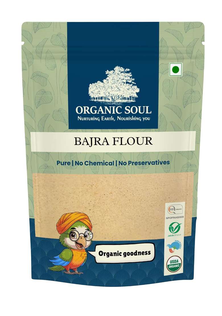 Organic Soul Bajra Flour 900Gram Pearl Millet Gluten Free | Rich In Magnesium Iron Calcium And Fiber Npop Certified I Ceritfied - Indya