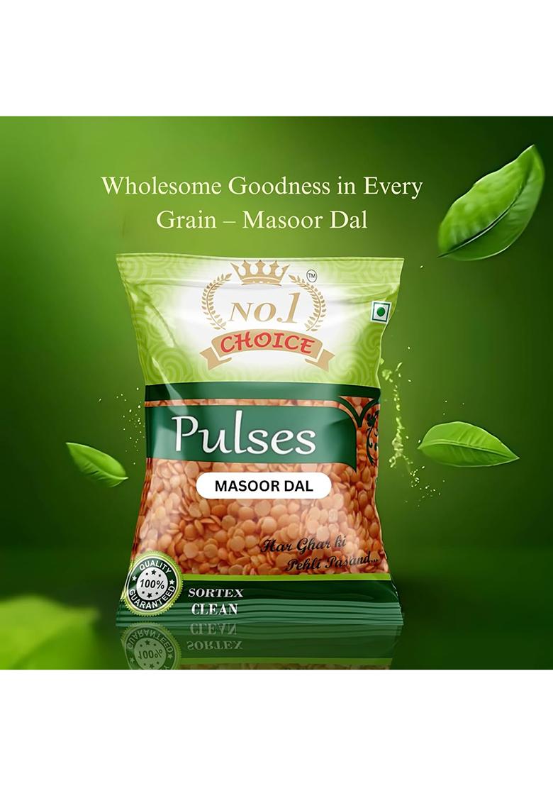 No.1 Choice Masoor Dal 5Kg Unpolished Red Lentils, High In Protein & Fiber, Gluten-Free, Ideal For Indian Cooking