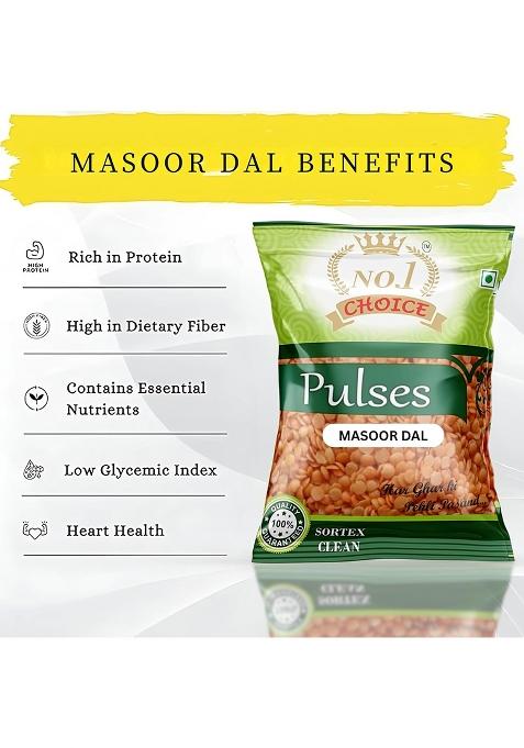 No.1 Choice Masoor Dal 5Kg Unpolished Red Lentils, High In Protein & Fiber, Gluten-Free, Ideal For Indian Cooking