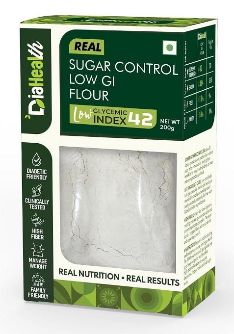 Diahealth Sugar Control Low Gi Atta For Diabetics, 200 Gms, High Protein, High Fiber Flour, Healthy Flour, Pre-Biotic For Weight Loss, 200G Pack Of 1