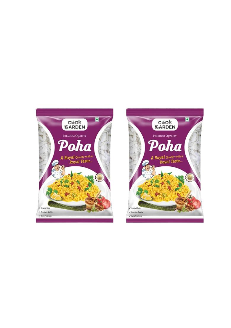 Cookgarden Premium Poha 500Gm Pack Of 2 | Flattened Rice For Healthy Breakfast, Light Snacks, Chivda, Pohe, Upma, Namkeen Mixtures And Daily Nutritious Indian Cooking