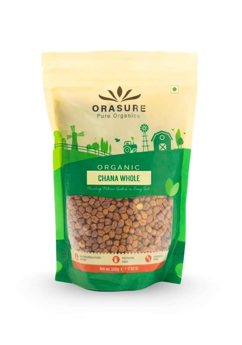 Orasure Organic Whole Kala Chana (Black Chickpeas) | High Protein & Fiber | Ideal For Indian Dishes | Rich In Nutrients & Antioxidants | Perfect For Salads & Curries (Kala Chana-Pack Of 3) - Indya