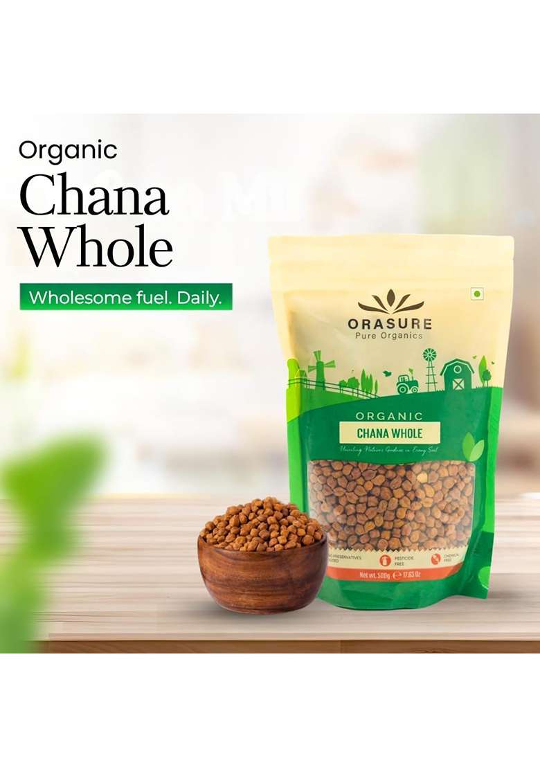 Orasure Organic Whole Kala Chana (Black Chickpeas) | High Protein & Fiber | Ideal For Indian Dishes | Rich In Nutrients & Antioxidants | Perfect For Salads & Curries (Kala Chana-Pack Of 3) - Indya