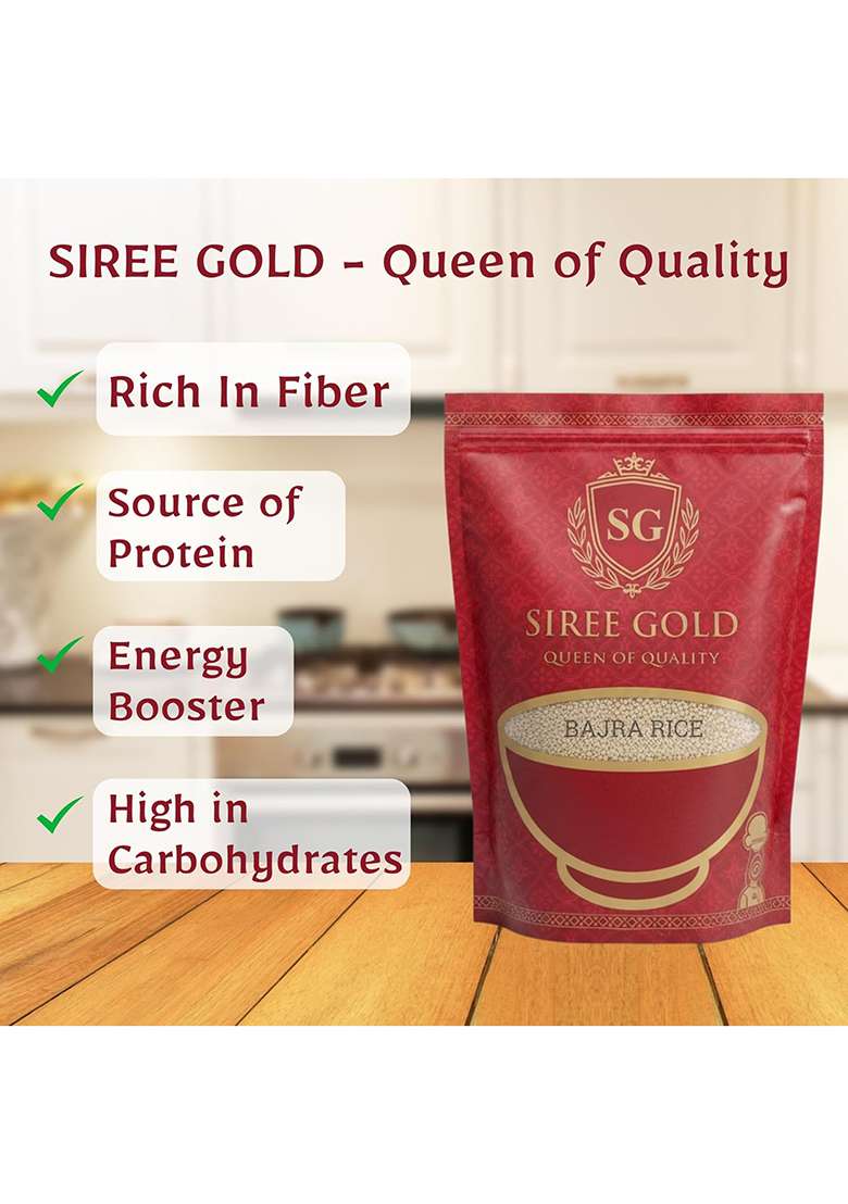 Siree Gold Premium Bajra Millet| Fresh & Pure Pearl Millet Rice | Rich In Fiber, Protein & Minerals | Healthy & Nutritious Grain For Khichdi, Porridge & Daily Meals – 1Kg - Indya