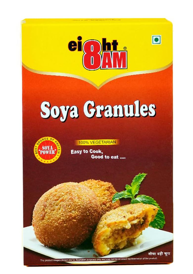 8Am Soya Granules, 200G | High In Protein, Rich In Vitamins, Minerals And Insoluble Fibre, Ideal For Vegans, Soya Helps To Control High Cholesterol And Sugar Levels