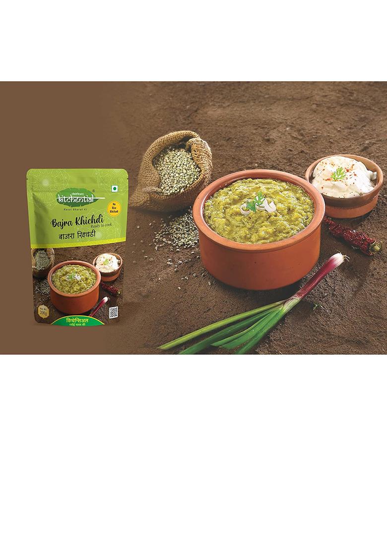 Kitchential Green Moong Dal Khichdi & Bajra (Pearl Millet) Khichdi Combo | Ready To Cook | Nutritious Meal (Pack Of 2-400 Gm)