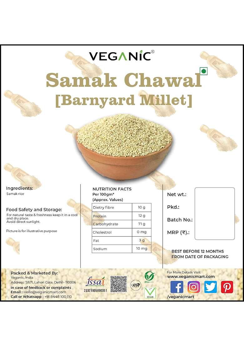 Veganic Samak Chawal Sama Rice For Fast Samvat Ke Chawal Barnyard Millet Vari Bhagar For Vrat Navratri Upwas Rice 1 Kg - Indya