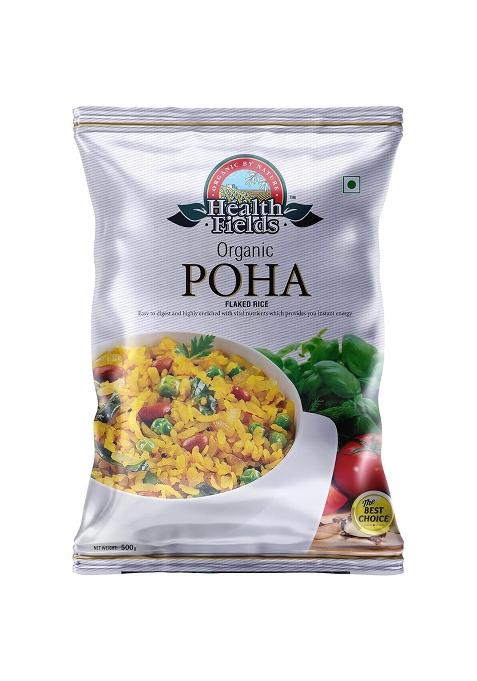 Health Fields Organic Poha/Flattened Rice - 1 Kg (2 X 500 Gm Pouch)