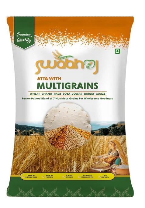Swabhoj Atta With Multigrain – 7 Grain Blend (2.5Kg) | Stone-Ground & Cold-Pressed | 100% Organic | High Protein & Fibre | Low Gi | No Preservatives | Nutritious Flour For Daily Use
