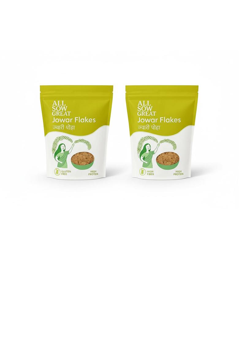All Sow Great Jowar Poha Flakes | Jowar Poha/Flakes For Healthy Breakfast Rich In Fiber & Protein | Millet Flakes For Diet Food | Gluten Free Jowar Sorghum Flakes (250G, Pack Of 2)