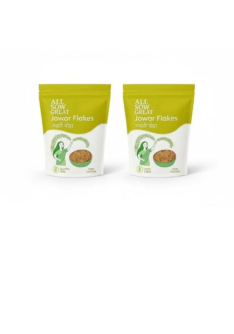 All Sow Great Jowar Poha Flakes | Jowar Poha/Flakes For Healthy Breakfast Rich In Fiber & Protein | Millet Flakes For Diet Food | Gluten Free Jowar Sorghum Flakes (250G, Pack Of 2)