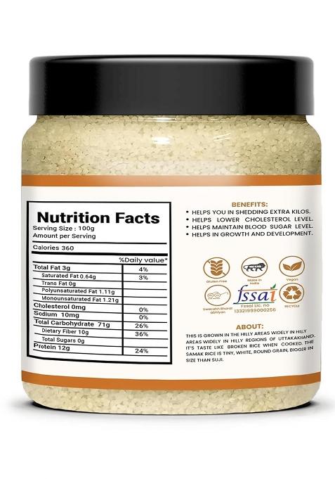 Avlokan Samak Rice (Barnyard Millet) 1Kg | Samo Rice| Samak Chawal |, Whole Grain, Vrat Ke Chawal | Healthy Fasting Food (Pack Of 2 X 500Gm Each)