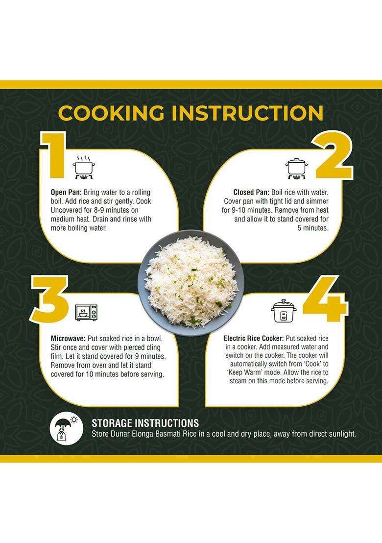 Dunar Elonga | Extra Long Grain, Aged Basmati Rice | 5Kg